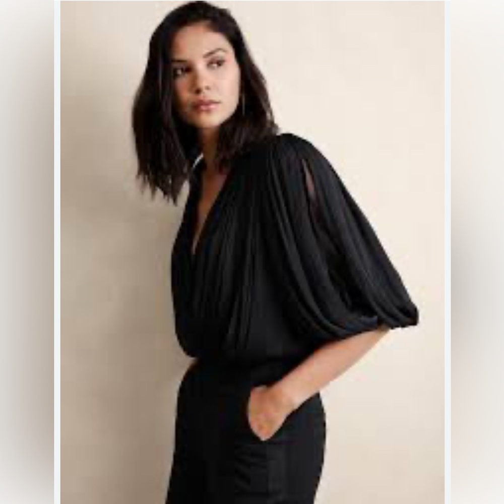 Banana Republic Black Draped Dolman Sleeve Blouse